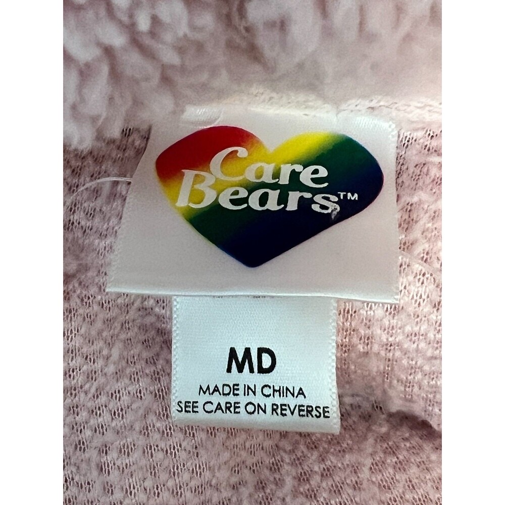 Care Bears Women's M Pink Sherpa Cropped Hoodie Sweatshirt Teddy Fleece Heart - Picture 6 of 8